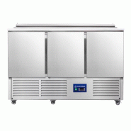 Saladette réfrigérée GN1/1 positive avec Compartiments GN et Plan de travail Inox 3 portes 257L CUISTANCE