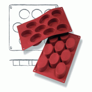 Schneider - Moules à gâteaux, Ovales, Ø 70 x 50 mm, Hauteur : 20 mm - rouge silicone 115030