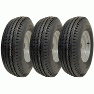 5.00x10 Pneu et roue de remorque 4 crampons 100mm PCD 72N Capacité de charge 355kg (Lot de 3) 5.00x10 Pneu et roue de remorque 4 crampons 100mm PCD 72N Capacité de charge 355kg (Lot de 3)