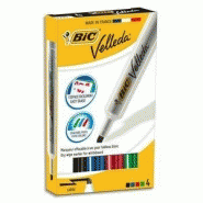 Bic velleda 1791 feutre pour tableau blanc effaçable à sec pointe large biseautée - couleurs assorties x4