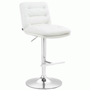 CLP Tabouret de bar Damar similicuir Blanc /Chrome - blanc polyester 322916 CLP Tabouret de bar Damar similicuir Blanc /Chrome - blanc polyester 322916