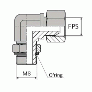 Coude orientable femelle tournant NPSM (cylindrique) x mâle SAE 90° - Cône 60° - 1/4' , 10.99 , 9/16' , 14.28
