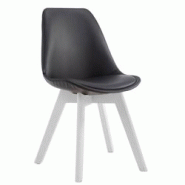 Décoshop26 - Chaise de salle à manger x1 style scandinave en PVC noir support 4 pieds en bois couleur blanc 10_0003755 - blanc 3000251749007 Décoshop26 - Chaise de salle à manger x1 style scandinave en PVC noir support 4 pieds en bois couleur blanc 10_0003755 - blanc 3000251749007