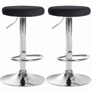 Décoshop26 - Lot de 2 tabourets de bar avec assise en tissu velours noir et cadre métal chromé TDB10718 - noir 3002478232690