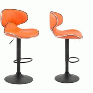 Décoshop26 - Lot de 2 tabourets de bar design contemporain pieds en métal noir assise en synthétique orange 10_0000343 - noir 3000851469602 Décoshop26 - Lot de 2 tabourets de bar design contemporain pieds en métal noir assise en synthétique orange 10_0000343 - noir 3000851469602