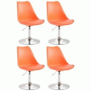 Décoshop26 - Lot de 4 chaises de salle à manger pivontante hauteur réglable en plastique orange et pied trompette métal aspect 10_0001819 - 300025 Décoshop26 - Lot de 4 chaises de salle à manger pivontante hauteur réglable en plastique orange et pied trompette métal aspect 10_0001819 - 300025