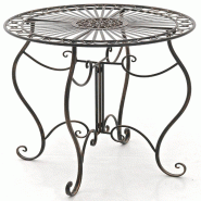 Décoshop26 - Table de jardin ronde style rustique en fer forgé bronze 10_0003042 - 3000251364910