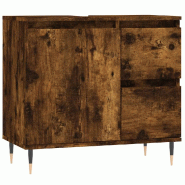 Helloshop26 - Armoire de bain bois d'ingénierie 65 x 33 x 60 cm grand espace de rangement style industriel en chêne fumé 02_0049037 - Bois massif 3