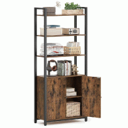 Helloshop26 - Bibliothèque verticale à 6 niveaux avec porte structure en métal étagères réglables 24 x 60 x 159,5 cm pour salon 12_0004285 - 300