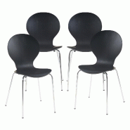 Helloshop26 - Lot de 4 chaises de salle à manger moderne design robuste noir chrome 03_0009821 - noir 3000224885541