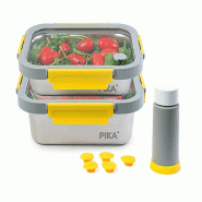 PIKA | Lot de 2 boites alimentaires sous vide en inox + pompe de mise sous vide | 820ml + 1200ml | Micro-ondes, four, congélateur | Légère & hermé PIKA | Lot de 2 boites alimentaires sous vide en inox + pompe de mise sous vide | 820ml + 1200ml | Micro-ondes, four, congélateur | Légère & hermé