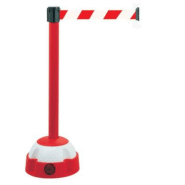 Poteau à sangle rouge et blanc 3 m Poteau à sangle rouge et blanc 3 m