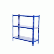 PROREGAL Étagère pour charges lourdes SMALL METAL SHARK | HxLxP 100x80x40cm | Charge du compartiment 180kg | Bleu galvanisé - gris métal PR_RS137-37 PROREGAL Étagère pour charges lourdes SMALL METAL SHARK | HxLxP 100x80x40cm | Charge du compartiment 180kg | Bleu galvanisé - gris métal PR_RS137-37