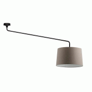 ROSSINI ILLUMINAZIONE Plafonnier Vivien Noir Avec Abat-Jour Conique Gris Tourterelle E27 Ip20 48Cm - Design Moderne En Métal Et Tissu Pour Intérieur