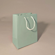 Sac luxe bleu gris poignées papier blanc 18x10x23cm - par 12