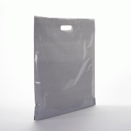 Sac plastique à poignées découpées gris 45x50+4cm - paquet de 100 - polyéthylène 50 microns