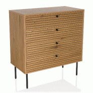 Commode LINNO K 80 x 40 x 85 cm 4 tiroirs chêne hjh LIVING - marron multi-matériau 926004