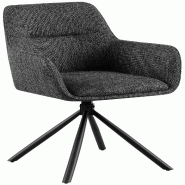 Décoshop26 - Chaise pivotante style moderne et contemporain en tissu gris foncé piètement à quatre pieds métal noir 10_0007280 - gris métal 3000