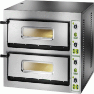 Four à pizza électrique professionnel FIMAR. Modèle FYL4+4 manuel. 2 chambres de cuisson avec plan réfractaire et lumière. Capacité 8 pizzas - 840