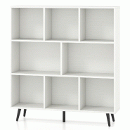Helloshop26 - Étagère à 8 cubes organisateur de rangement 100 x 24 x 107 cm avec sécurité antichute moderne en bois MDF blanc 20_0014793 - 300022