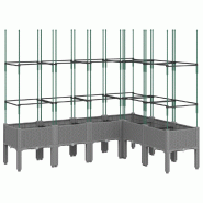 Helloshop26 - Jardinière bac lit surélevé plantes fleurs terrasse jardin avec treillis clair 160 x 120 x 142,5 cm PP gris 02_0038348 - 3000214181868 Helloshop26 - Jardinière bac lit surélevé plantes fleurs terrasse jardin avec treillis clair 160 x 120 x 142,5 cm PP gris 02_0038348 - 3000214181868