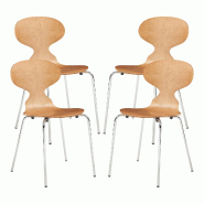 Helloshop26 - Lot de 4 chaises de salle à manger moderne design robuste effet noyer / chrome 03_0009835 - 3000224888047