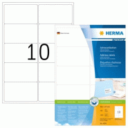 HERMA 1000 étiquettes blanches Premium, format 99,1 x 57 mm (100 feuilles A4 / cdt) - 4268