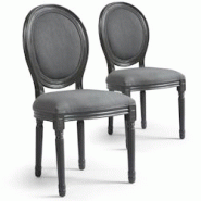 Lot de 2 chaises médaillon Louis XVI Tissu Beige - 3327480022047 Lot de 2 chaises médaillon Louis XVI Tissu Beige - 3327480022047