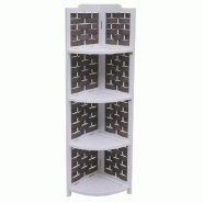 Mendler Etagère d'angle HWC-K85, Etagère sur pied, pliable 4 étagères, bois de Paulownia 110cm ~ blanc, tressage anthracite - blanc Bois massif 97657