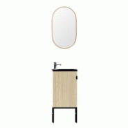 MOB-IN Ensemble meuble lave-mains chêne + miroir STUDIO - marron 3701606503984 MOB-IN Ensemble meuble lave-mains chêne + miroir STUDIO - marron 3701606503984