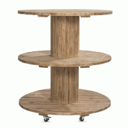 Présentoir rond Westside 3 niveaux - Ø110cm H120cm - Pin massif - Couleur miel - Peut supporter 35kg