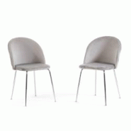 RATTATAN Lot de 2 chaises en velours avec pieds en métal, design élégant pour cuisine, salle à manger, bar ou restaurant – Sara – Gris clair/A RATTATAN Lot de 2 chaises en velours avec pieds en métal, design élégant pour cuisine, salle à manger, bar ou restaurant – Sara – Gris clair/A