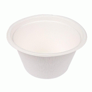 Saladier en bagasse blanche 750ml Ø15,5x8,4cm par 600