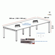 Table de conférence rectangulaire Mobel Linea - Blanc, Anthracite, 300