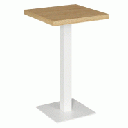 Table mange debout Cage blanc plateau chêne clair 70x70x111cm