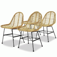 VidaXL Chaises à manger lot de 4 rotin naturel Modèle Vega Work Plus - 244570