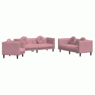 VidaXL Ensemble de canapés 3 pcs avec coussins rose velours Modèle Permontia - 3209250