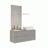 AQA Design Composition de salle de bain en MDF 4 pièces VENERE gris L.120 P.45 H.190 MPVE51-GRI - gris Bois manufacturé MPVE51-GRI