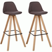 CLP Lot de 2 tabourets de bar Corbin en tissu carré Marron/Nature - marron textile 327243 CLP Lot de 2 tabourets de bar Corbin en tissu carré Marron/Nature - marron textile 327243