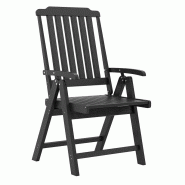 COSTWAY Chaise de jardin pliante, chaise à dossier haut, chaise de balcon en plastique résistante aux intempéries, 63 x 55 x 101 cm (noire) - noir