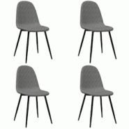 Décoshop26 - Set de 4 chaises de salle à manger couture en losange en tissu velours gris clair et métal DEC025624 - gris 3000255353095 Décoshop26 - Set de 4 chaises de salle à manger couture en losange en tissu velours gris clair et métal DEC025624 - gris 3000255353095