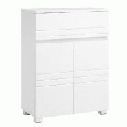 Helloshop26 - Meuble de salle de bain sur pied meuble de rangement avec tiroir armoire à double porte étagère réglable pour entrée 12_0006503 - 3