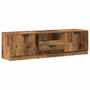 Helloshop26 - Meuble TV en vieux bois pratique grand rangement 140 x 35 x 40 cm en bois d'ingénierie marron 02_0050944 - marron Bois massif 300023665