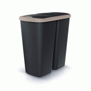 Keden - Compacta Q duo Poubelle 45L avec 2 Couvercles Indépendants de couleur Noire et marron - multicolore plastique ZA5491