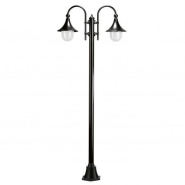 Lampadaire de parc trom - 2 lanternes -ip43 2*e27 42w livré avec son mat- noir