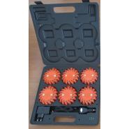 Mallette de 6 balises de signalisation à leds rechargeables (Orange ou Bleu)