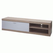 Mendler TV-Rack HWC-L33, TV-Board Table de télévision Lowboard Armoire TV Commode, bois 43x180x41cm Compartiment de rangement, aspect chêne, blanc