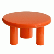Oviala Business Table basse ronde 100 cm en MDF effet laqué orange - orange 114311