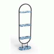 Présentoir central Minea Blue 3 tablettes et socle en agate 51x30x181 cm