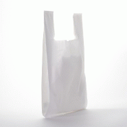 Sac bretelles réutilisables blanc PEBD 50µ 32x60+18cm - résistant à la déchirure - par 500